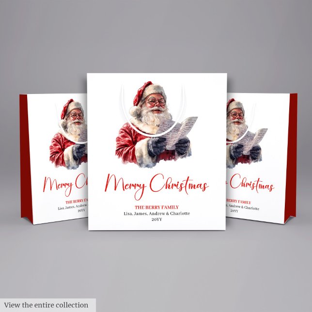 Traditional Santa Claus Cozy Red Green Gift Bag (Traditional Santa Claus Cozy Red Green Gift Bag)