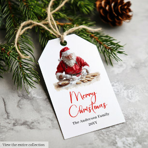 Traditional Santa Claus Cozy Red White Gift Tags