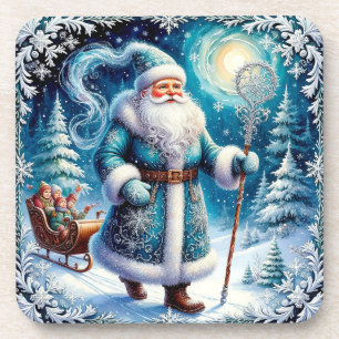 Traditional Santa Claus in Festive Winter Scene Coaster