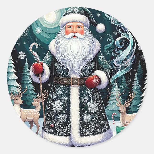 🎁Traditional Santa Winter Scene Christmas Sticker (Front)