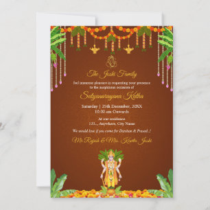 Traditional Satyanarayana Katha Pooja Invitation 