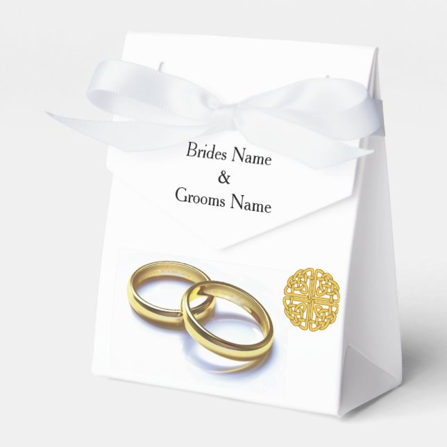 Traditional Scottish and Celtic Wedding Ring Theme Favour Box (Front Side)