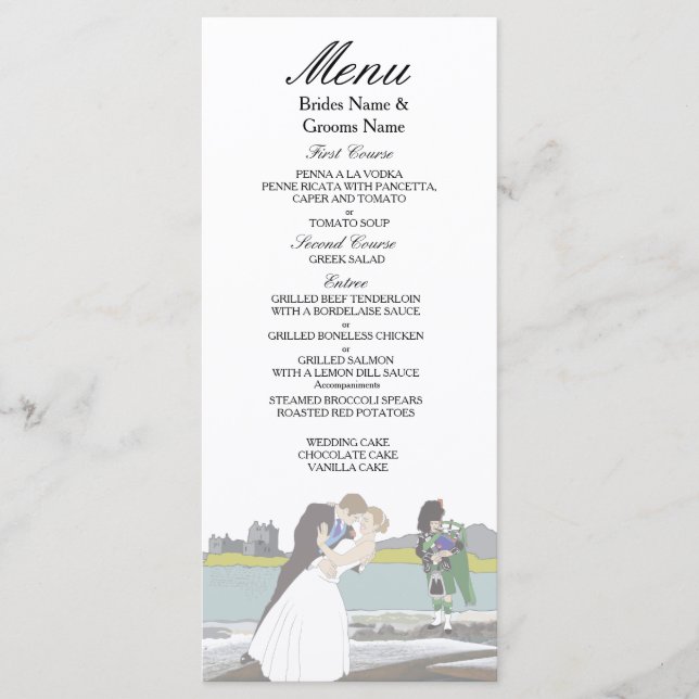 Traditional Scottish and Celtic Wedding Theme Menu (Front)
