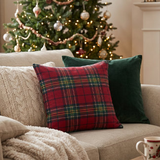 Traditional Scottish Check Home Decor: Red Tartan Cushion