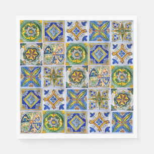 Traditional Sicilian Ceramic Tile pattern Napkin