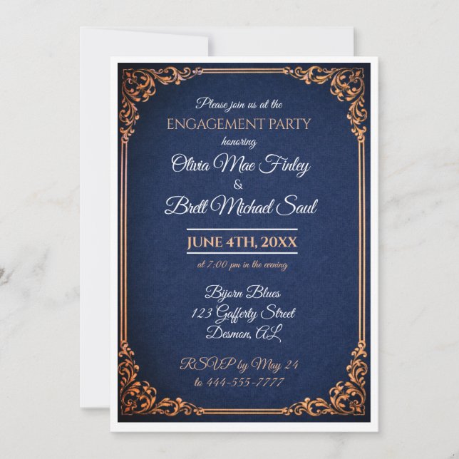 Traditional Simplistic Engagement Party invitation (Front)