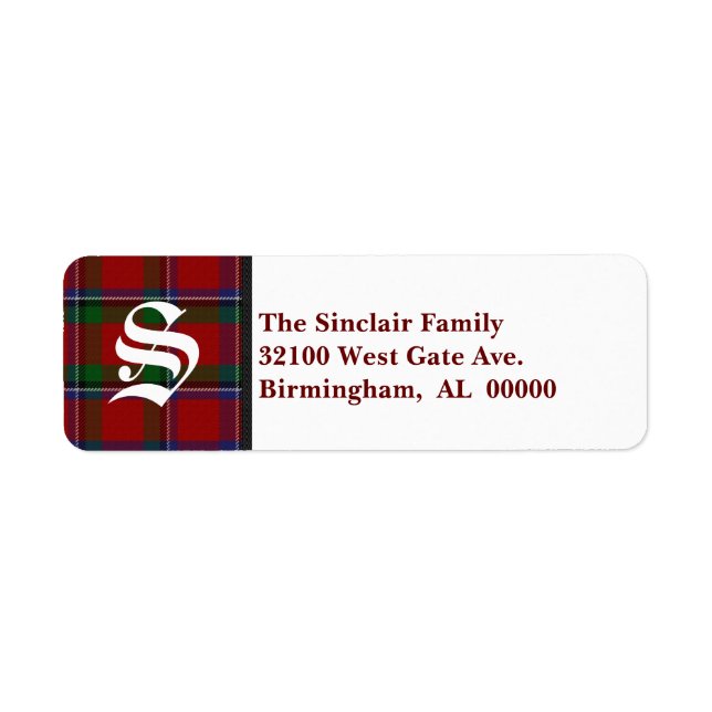 Traditional Sinclair Tartan Plaid Monogram (Front)