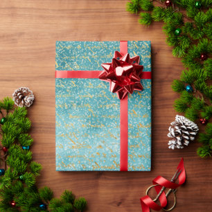 Traditional Snowly Winter forest Blue Christmas  Wrapping Paper