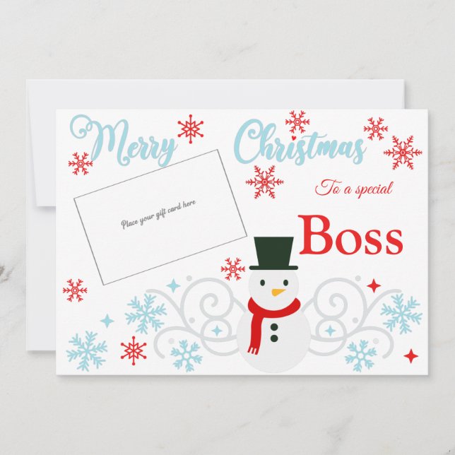 Traditional Snowman Boss Gift Card Holder (Front)