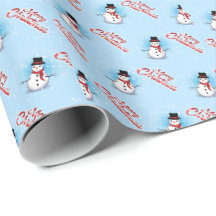 Traditional Snowman Christmas on LIGHT BLUE