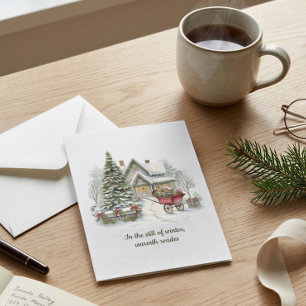 Traditional Snowy Poem Christmas Holiday Card