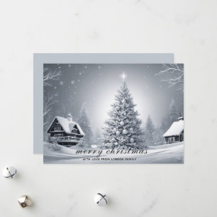 Traditional Snowy Winter Holidays Christmas Holiday Card