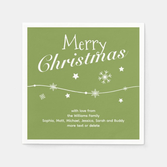 Traditional - Soft Green - Christmas Napkins (Front)