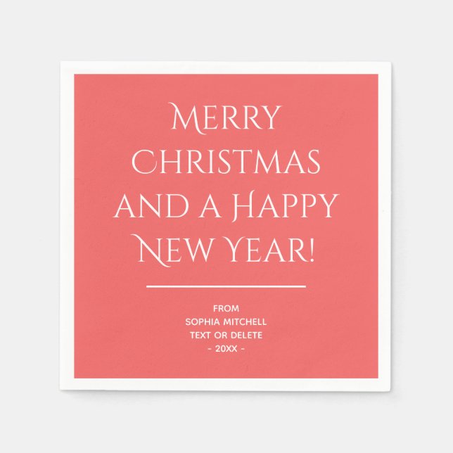 Traditional - Soft Red - Merry Christmas Napkins (Front)