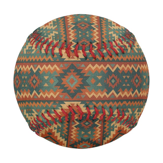 Traditional Southwestern rustic teal & brown  Baseball (Front)