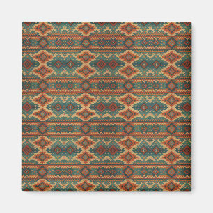 Traditional Southwestern rustic teal & brown Magnet