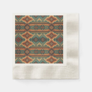 Traditional Southwestern rustic teal & brown Napkin
