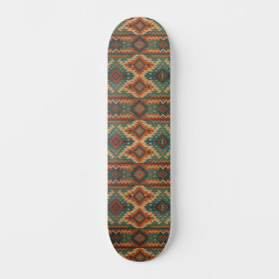 Traditional Southwestern rustic teal & brown Skateboard
