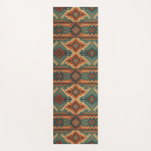 Traditional Southwestern rustic teal & brown Yoga Mat