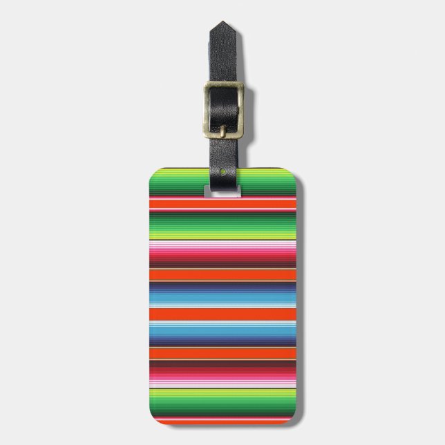Traditional Spanish Serape Fiesta Mexican Blanket Luggage Tag (Front Vertical)