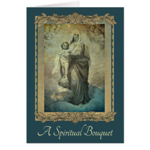 Traditional Spiritual Bouquet Virgin Mary  Card