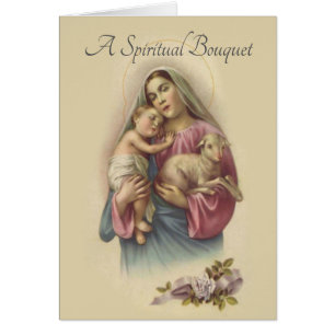 Traditional Spiritual Bouquet Virgin Mary Card
