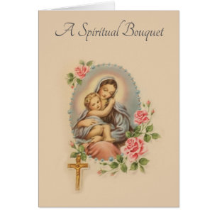 Traditional Spiritual Bouquet Virgin Mary Card