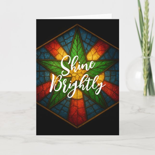 Traditional Stained Glass Star Greeting Card (Front)