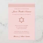 Traditional stripe Bat Mitzvah Star of David Rose<br><div class="desc">Real gold foil is here; choose from Gold foil, rose gold, or silver foil. Background colour is customisable. If desired add a photo to the back side as well. If you'd like to remove text from the foil layer, enter the editor and cut and paste those layers onto the front...</div>
