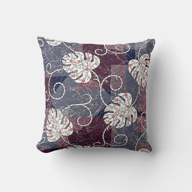 traditional stripes and leaves cushion (Front)