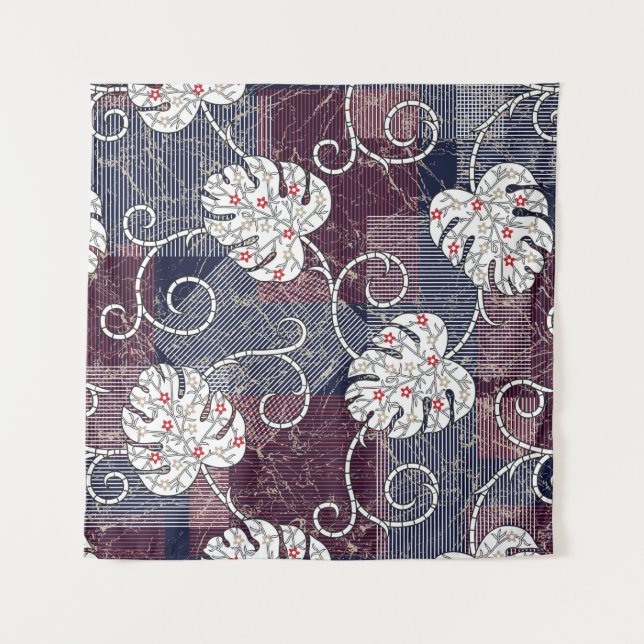 traditional stripes and leaves pattern tapestry (Front)