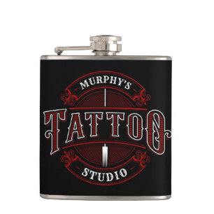 Traditional Style ADD NAME Tattoo Studio Shop Hip Flask