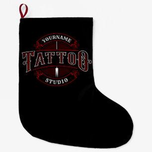 Traditional Style ADD NAME Tattoo Studio Shop Large Christmas Stocking
