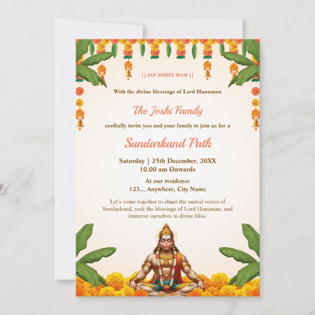 Traditional Sundarkand Path Invitation Card (Front)