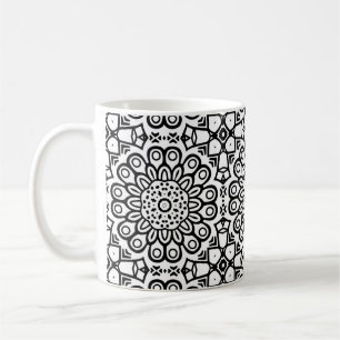 Traditional sunflower batik pattern ornamentscroll coffee mug