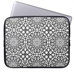 Traditional sunflower batik pattern ornamentscroll laptop sleeve