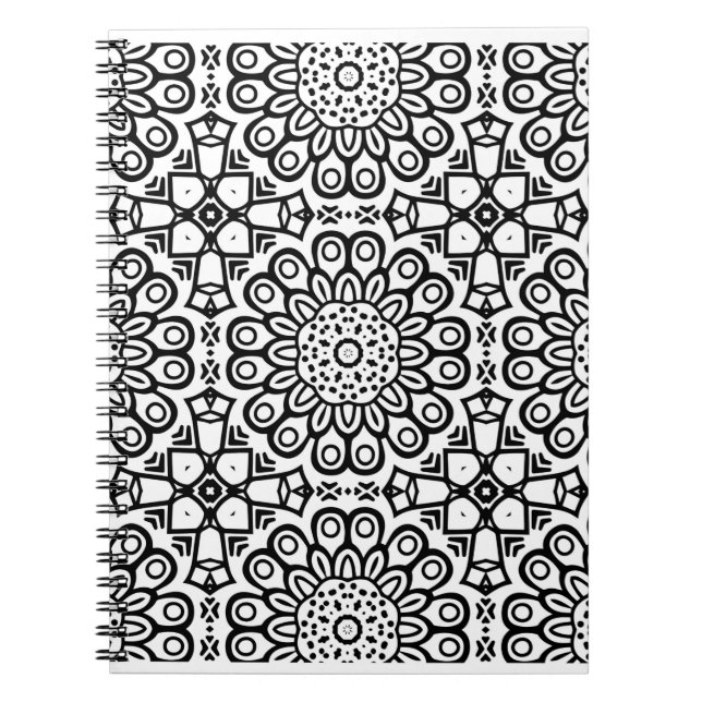 Traditional sunflower batik pattern ornamentscroll notebook (Front)