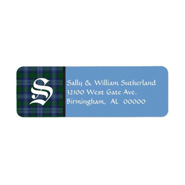 Traditional Sutherland Tartan Plaid Monogram (Front)