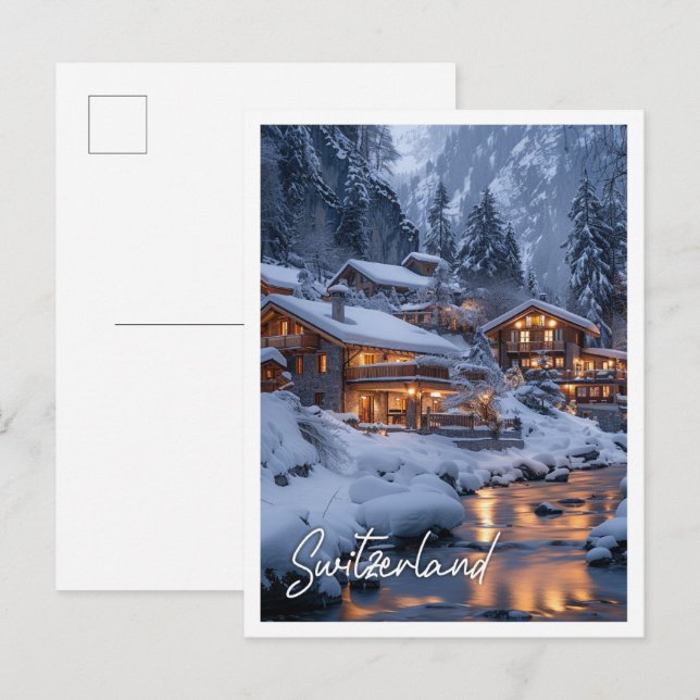 Traditional Swistzerland chalet amidst snowy alps Postcard (Front/Back)