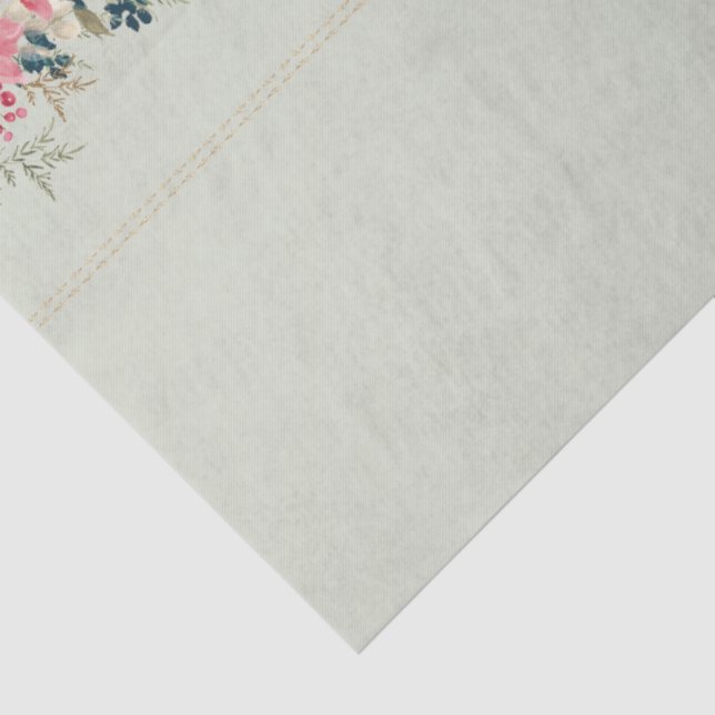 traditional tapestry christmas botanical Holiday Tissue Paper (Detail)