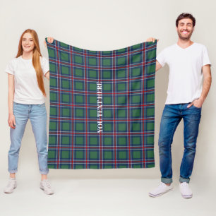 Traditional tartan plaid pattern personalized fleece blanket