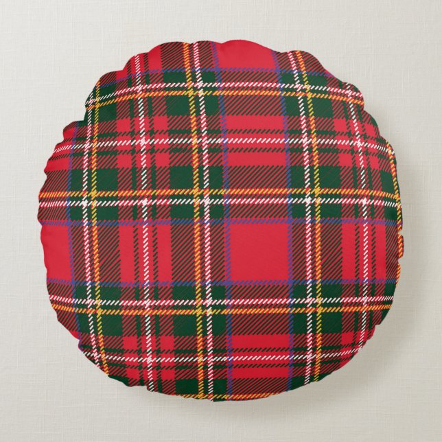 Traditional Tartan Plaid Seamless Wallpaper Round Cushion (Front)
