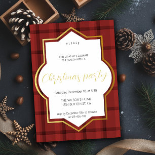 Traditional Tartan Red and Gold Christmas Party Announcement