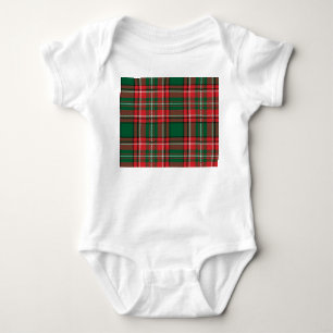 Traditional tartan: red-green plaid pattern. baby bodysuit