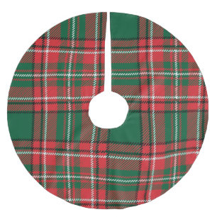 Traditional tartan: red-green plaid pattern. brushed polyester tree skirt
