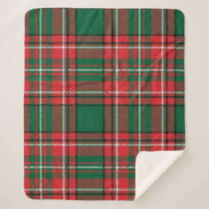 Traditional tartan: red-green plaid pattern. sherpa blanket