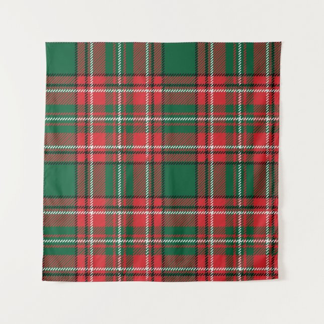 Traditional tartan: red-green plaid pattern. tapestry (Front)