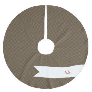 Traditional Tattersall Brooks Camel Plaid Brushed Polyester Tree Skirt