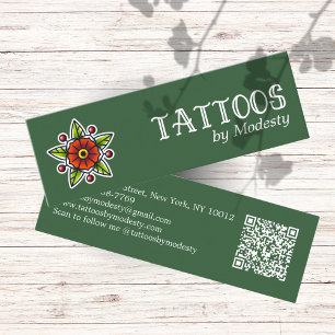 Traditional Tattoo Flower Mini Business Card