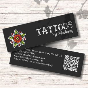 Traditional Tattoo Flower Mini Business Card